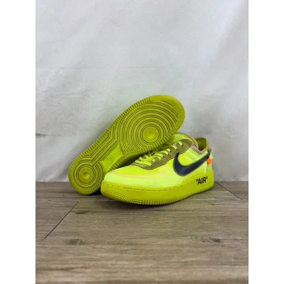 Off-White x Nike Air Force 1 Low Volt Neon Yellow Black AO4606-700 Mens Size 7 - Picture 5 of 9